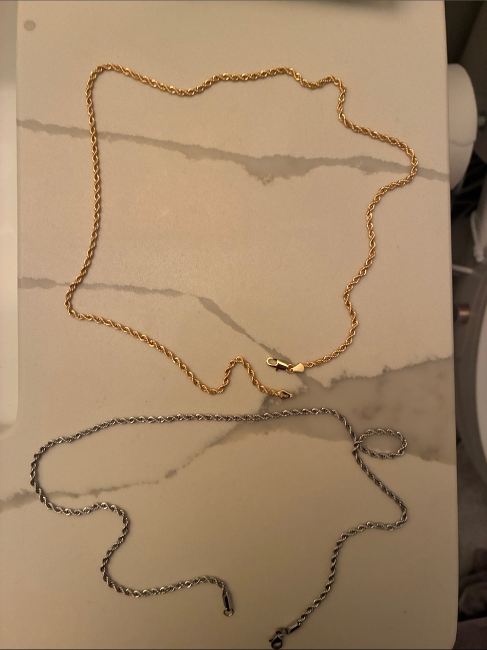 Gold and Silver Rope Chain Necklace Set